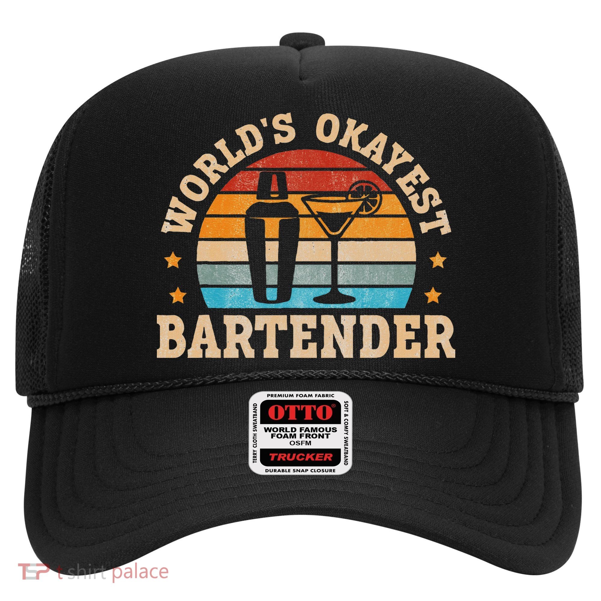 Retro Barkeeper Motiv Worlds Okayest Bartender Hat
