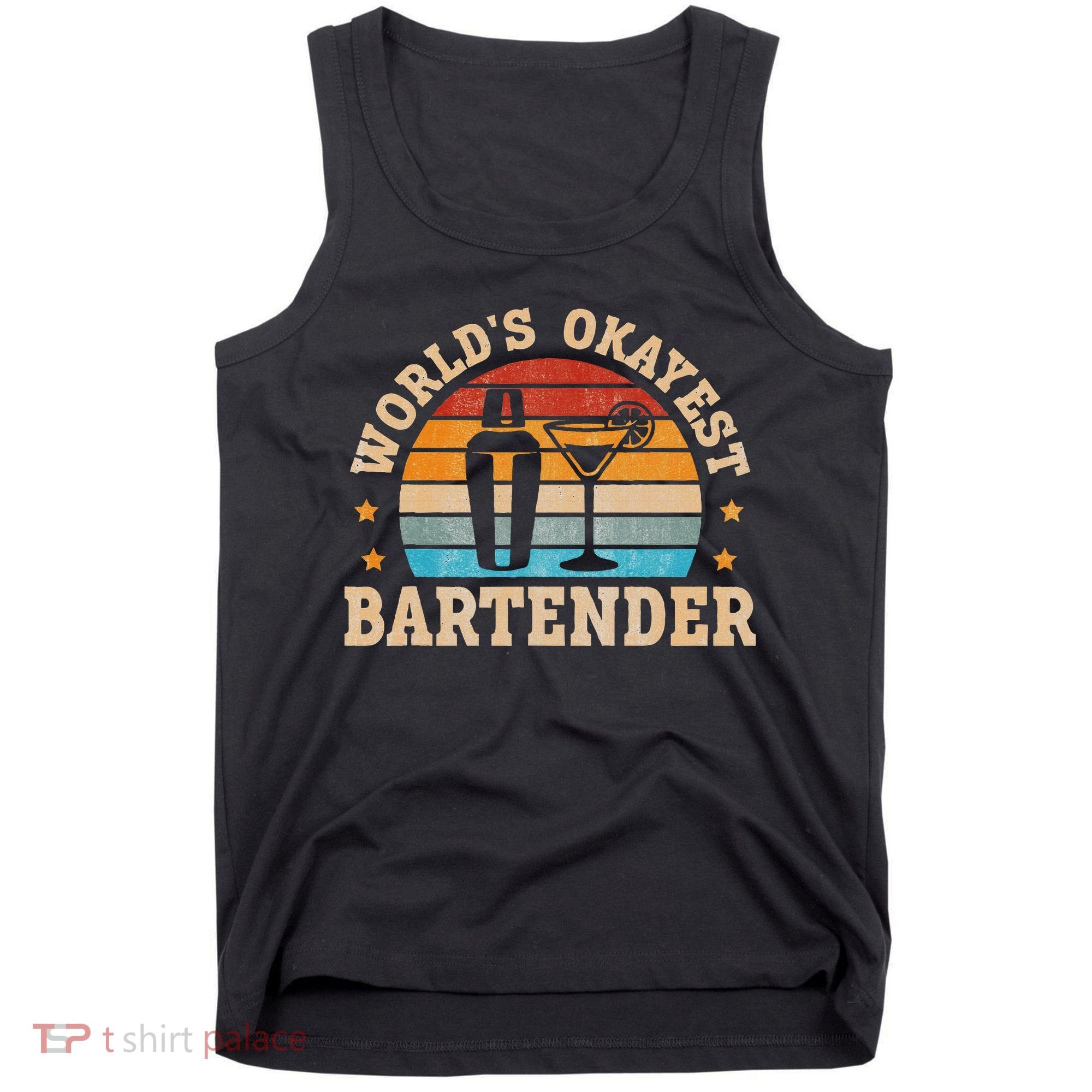 Retro Barkeeper Motiv Worlds Okayest Bartender Tank Top