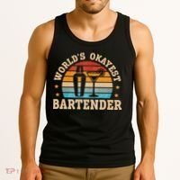 Retro Barkeeper Motiv Worlds Okayest Bartender Tank Top thumb 3