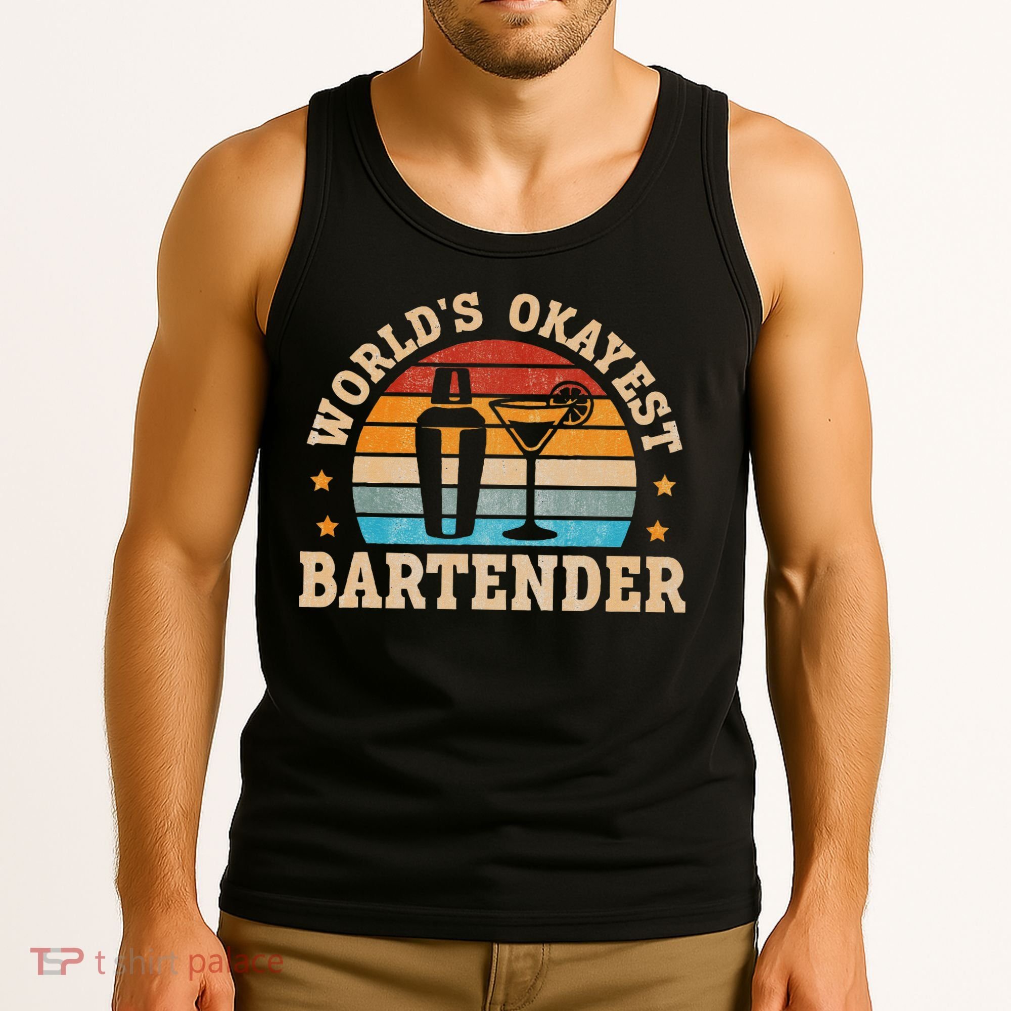 Retro Barkeeper Motiv Worlds Okayest Bartender Tank Top