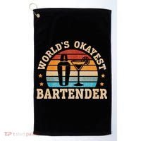 Retro Barkeeper Motiv Worlds Okayest Bartender Golf Towel thumb 0