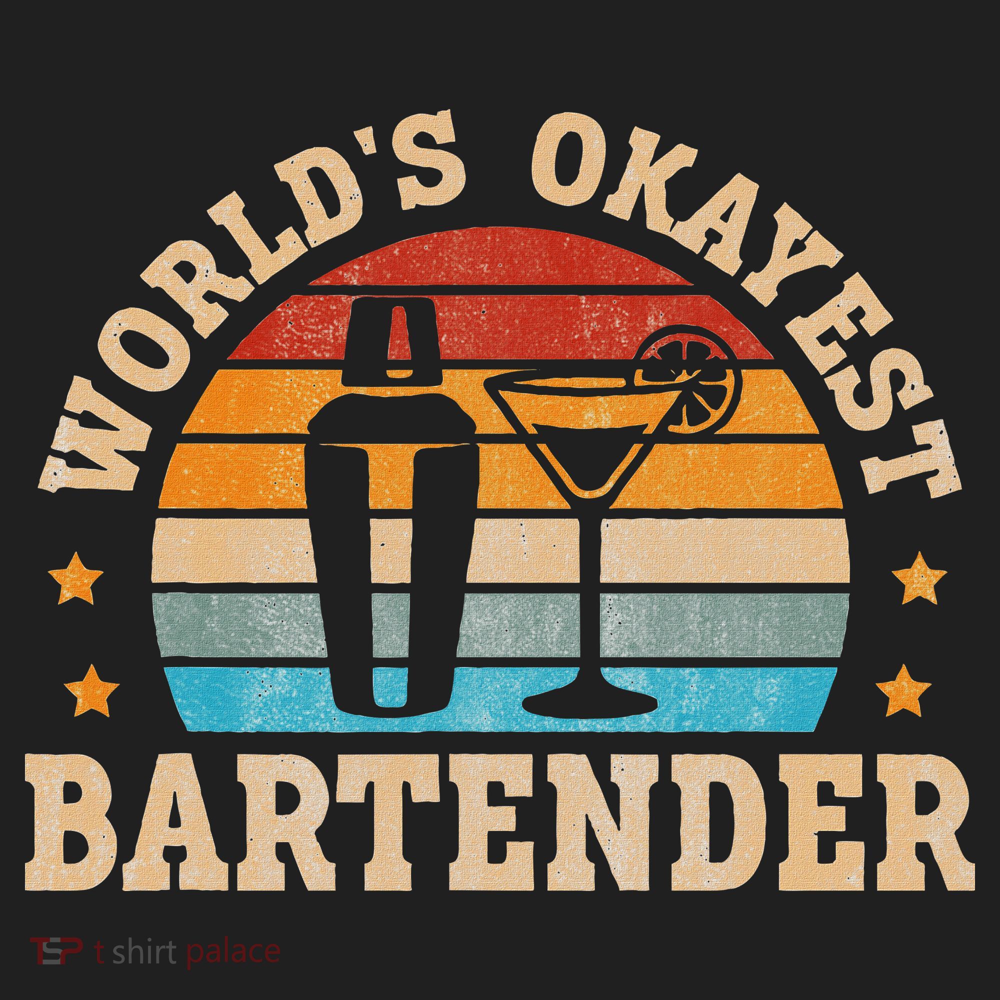Retro Barkeeper Motiv Worlds Okayest Bartender Golf Towel