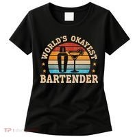 Retro Barkeeper Motiv Worlds Okayest Bartender Women's T-Shirt thumb 0