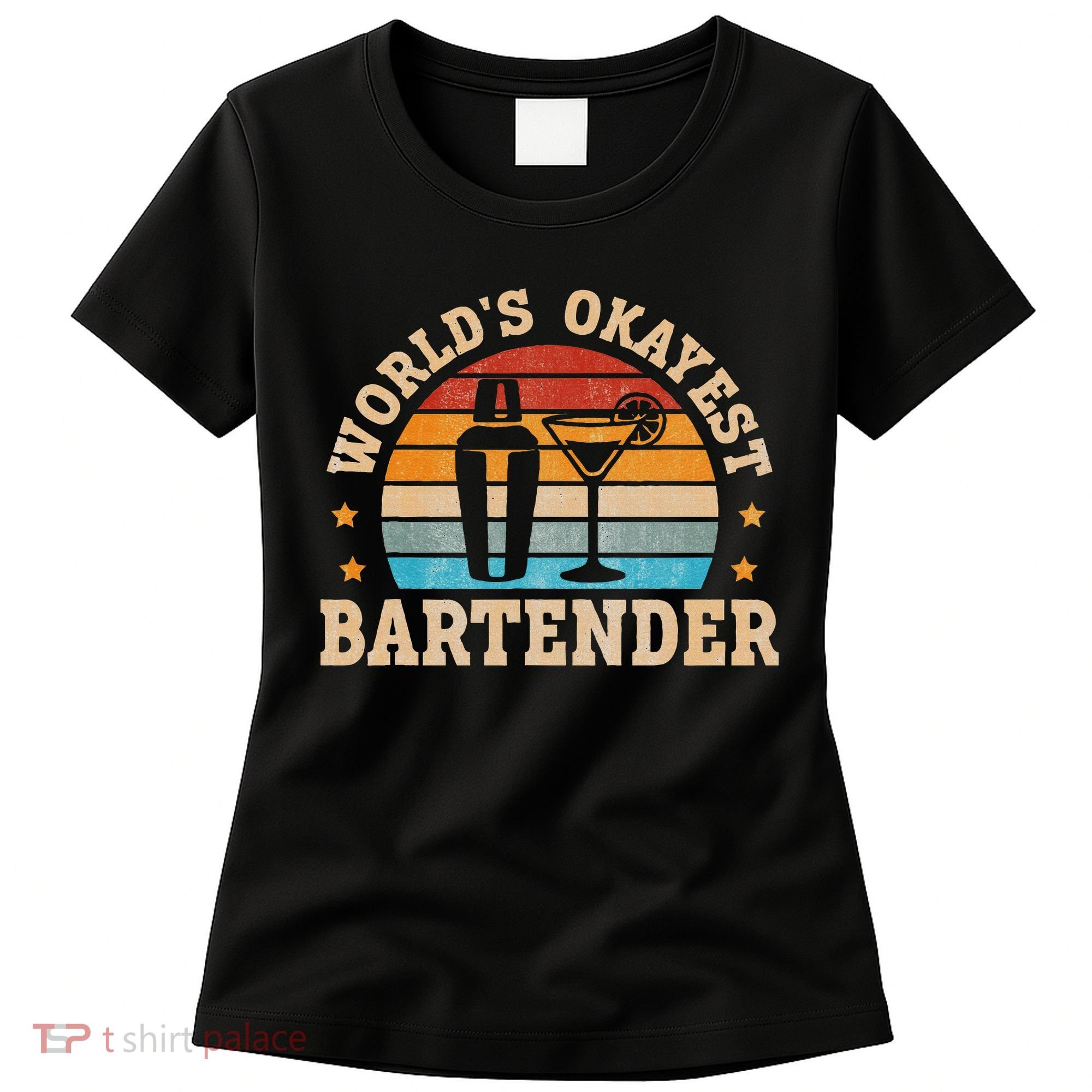 Retro Barkeeper Motiv Worlds Okayest Bartender Women's T-Shirt