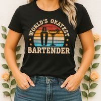 Retro Barkeeper Motiv Worlds Okayest Bartender Women's T-Shirt thumb 2