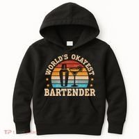 Retro Barkeeper Motiv Worlds Okayest Bartender Kids Hoodie thumb 0