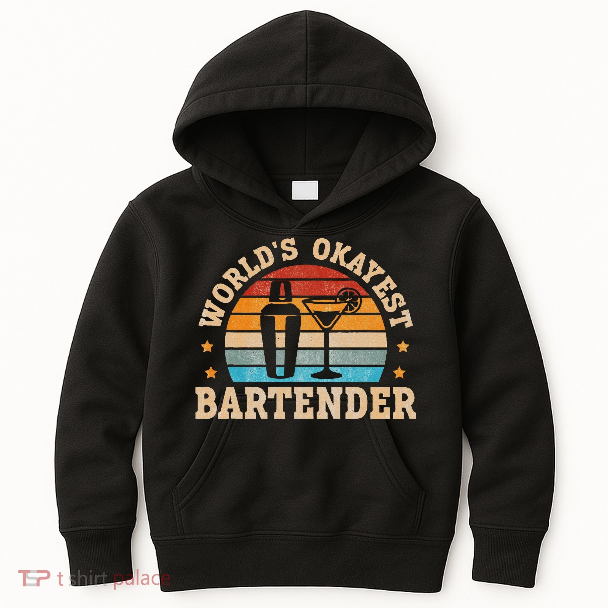 Retro Barkeeper Motiv Worlds Okayest Bartender Kids Hoodie