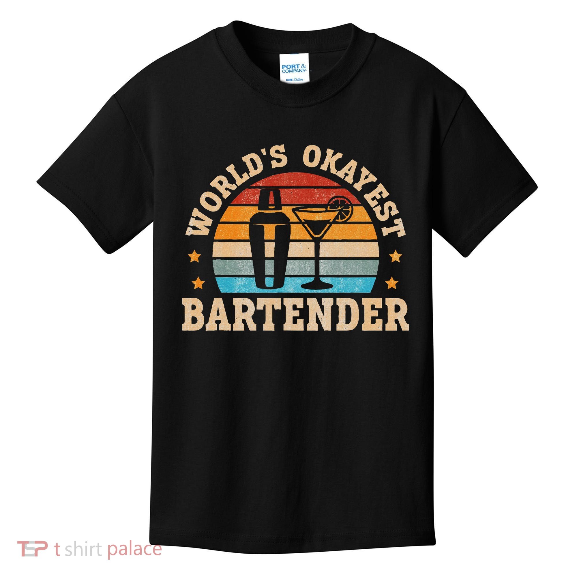 Retro Barkeeper Motiv Worlds Okayest Bartender Kids T-Shirt