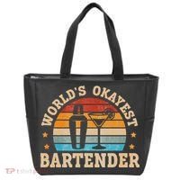 Retro Barkeeper Motiv Worlds Okayest Bartender Tote Bag thumb 0