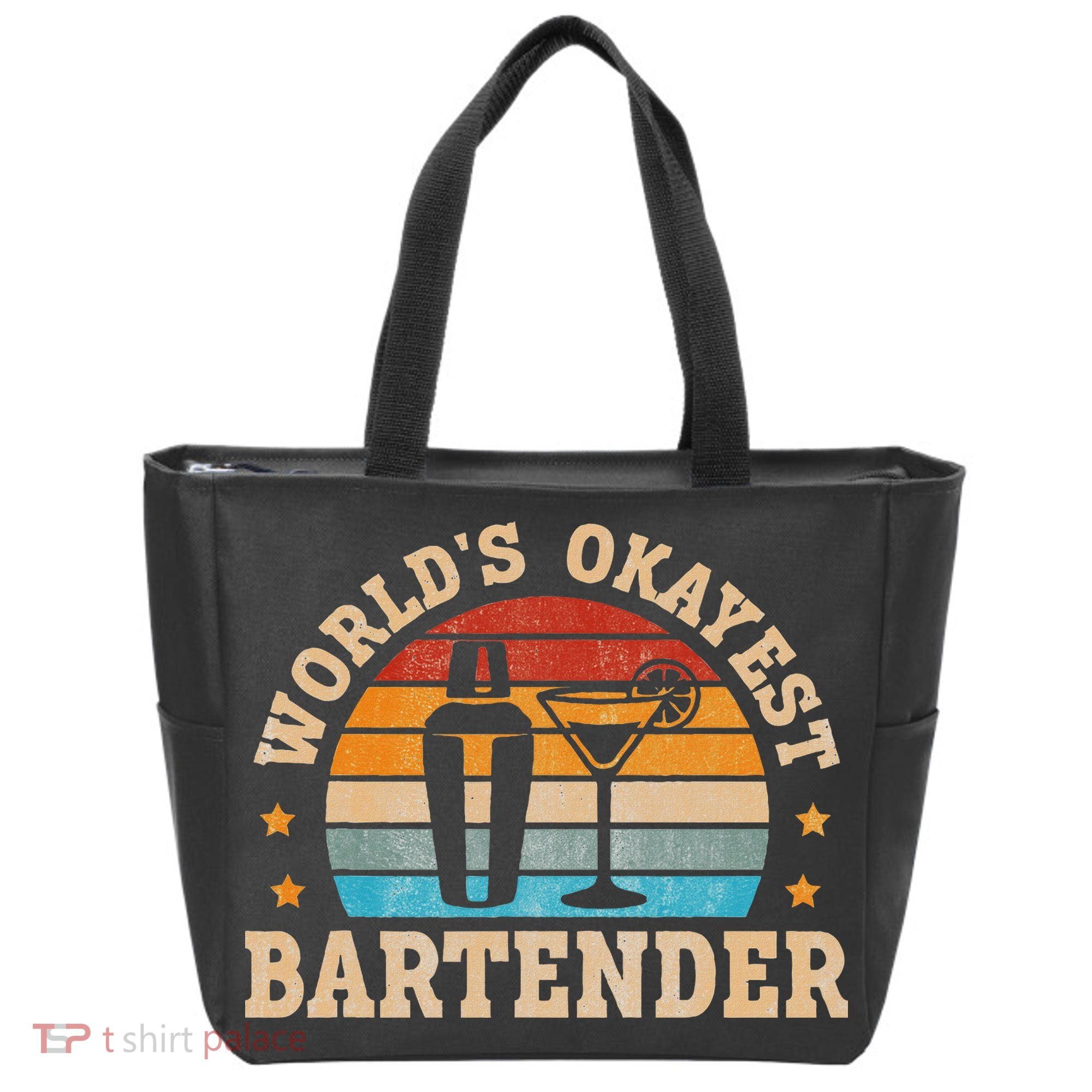 Retro Barkeeper Motiv Worlds Okayest Bartender Tote Bag