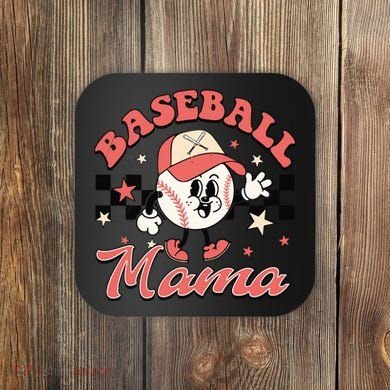 Retro Baseball Mama Hat Checkered Coaster