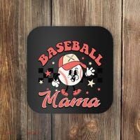 Retro Baseball Mama Hat Checkered Coaster thumb 0