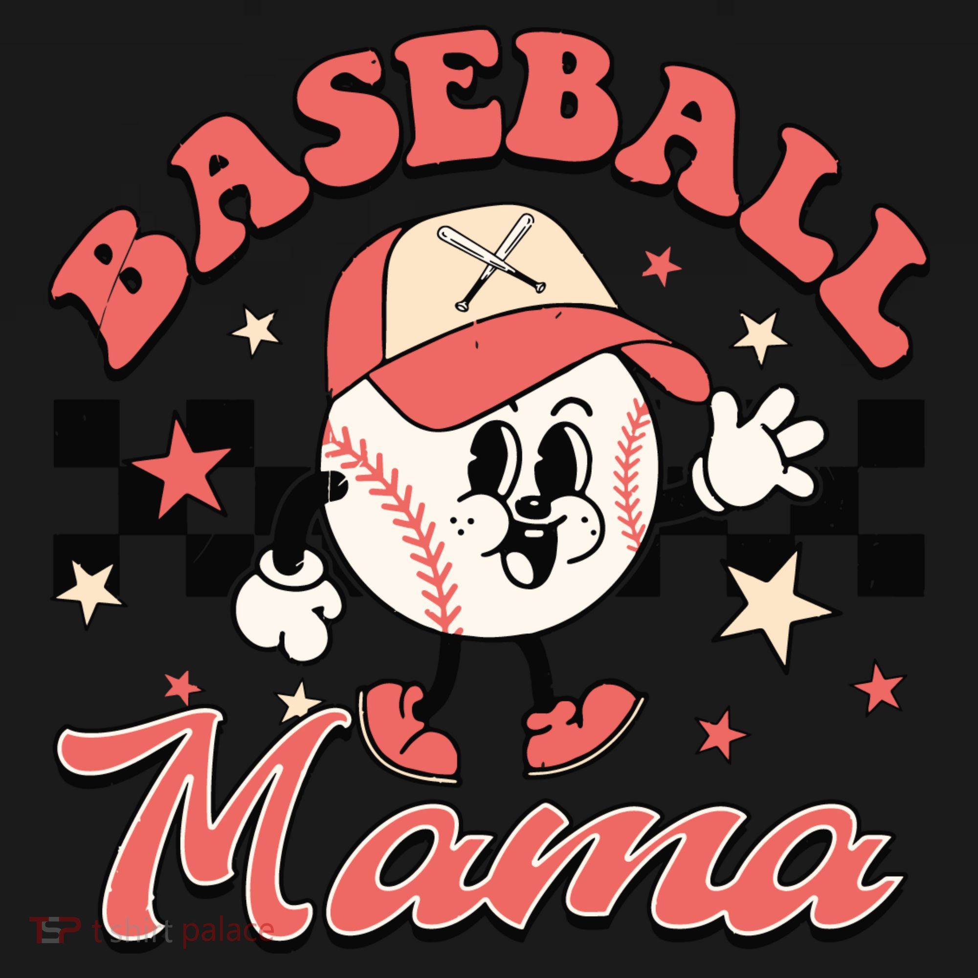 Retro Baseball Mama Hat Checkered Tote Bag