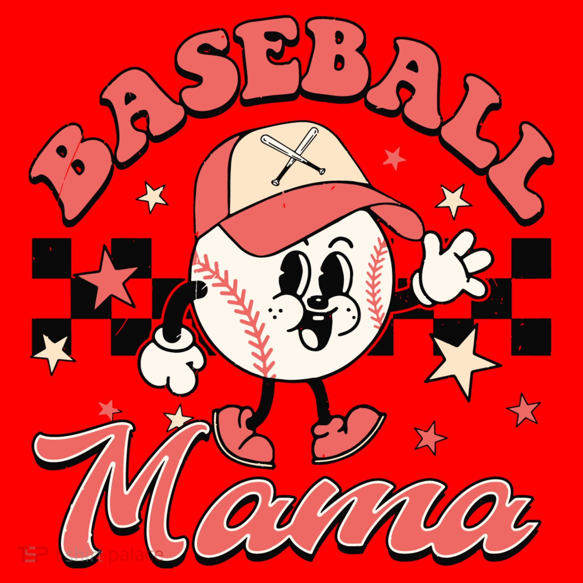 Retro Baseball Mama Hat Checkered Santa Hat