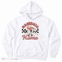 Retro Baseball Mama Hat Checkered Hoodie thumb 0