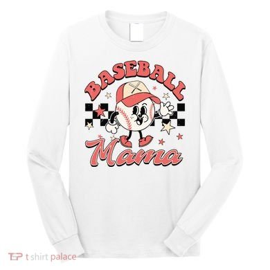 Retro Baseball Mama Hat Checkered Long Sleeve Shirt