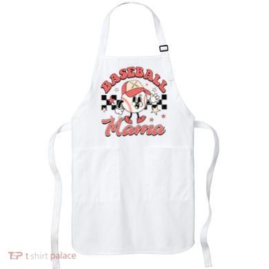 Retro Baseball Mama Hat Checkered Apron