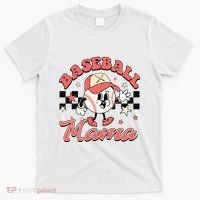 Retro Baseball Mama Hat Checkered T-Shirt thumb 0