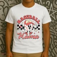 Retro Baseball Mama Hat Checkered T-Shirt thumb 3
