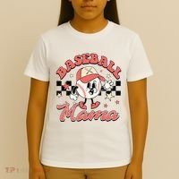 Retro Baseball Mama Hat Checkered T-Shirt thumb 4
