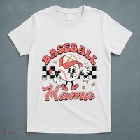 Retro Baseball Mama Hat Checkered T-Shirt thumb 5