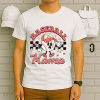 Retro Baseball Mama Hat Checkered T-Shirt thumb 6
