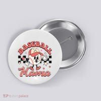 Retro Baseball Mama Hat Checkered Button thumb 0