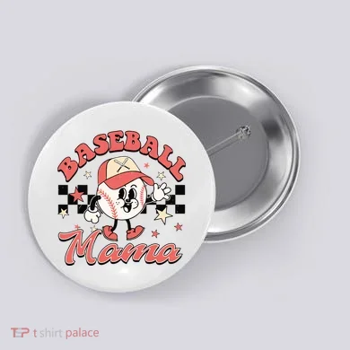 Retro Baseball Mama Hat Checkered Button