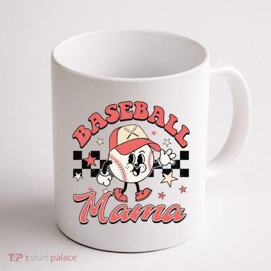 Retro Baseball Mama Hat Checkered Coffee Mug back