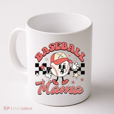 Retro Baseball Mama Hat Checkered Coffee Mug