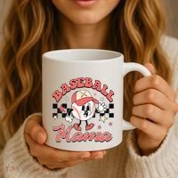 Retro Baseball Mama Hat Checkered Coffee Mug thumb 3