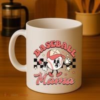 Retro Baseball Mama Hat Checkered Coffee Mug thumb 4