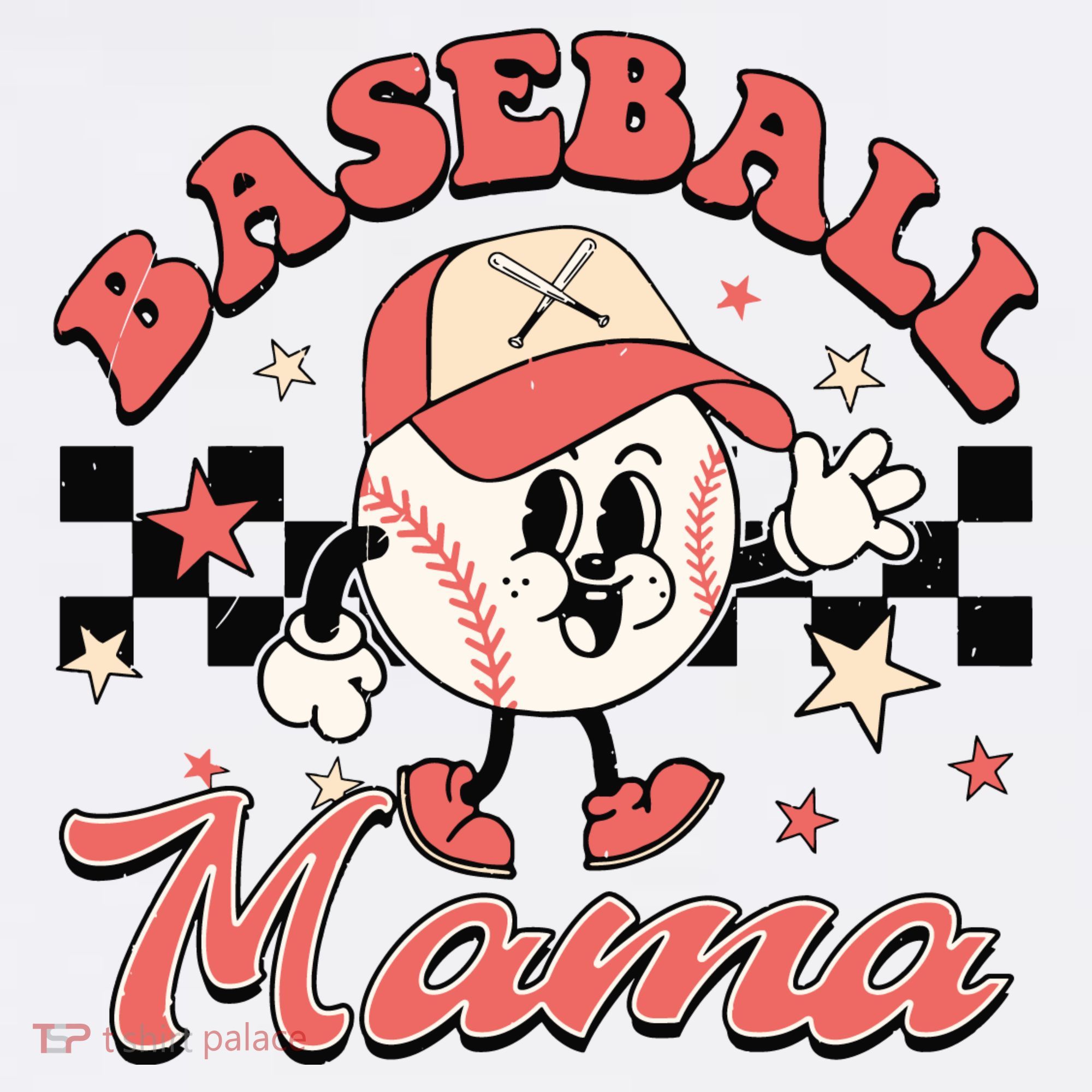 Retro Baseball Mama Hat Checkered Mousepad