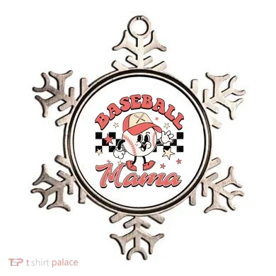 Retro Baseball Mama Hat Checkered Ornament