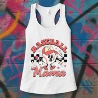 Retro Baseball Mama Hat Checkered Women's Tank Top thumb 3