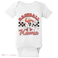 Retro Baseball Mama Hat Checkered Baby Bodysuit thumb 0