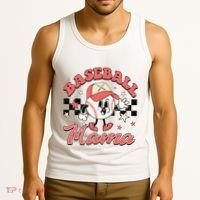 Retro Baseball Mama Hat Checkered Tank Top thumb 3