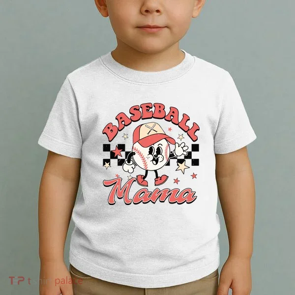 Retro Baseball Mama Hat Checkered Toddler T-Shirt