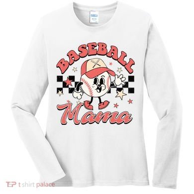 Retro Baseball Mama Hat Checkered Women's Long Sleeve Shirt
