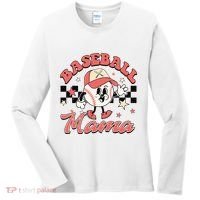 Retro Baseball Mama Hat Checkered Women's Long Sleeve Shirt thumb 0