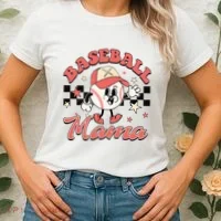 Retro Baseball Mama Hat Checkered Women's T-Shirt thumb 2