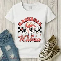 Retro Baseball Mama Hat Checkered Women's T-Shirt thumb 3