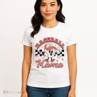 Retro Baseball Mama Hat Checkered Women's T-Shirt thumb 4