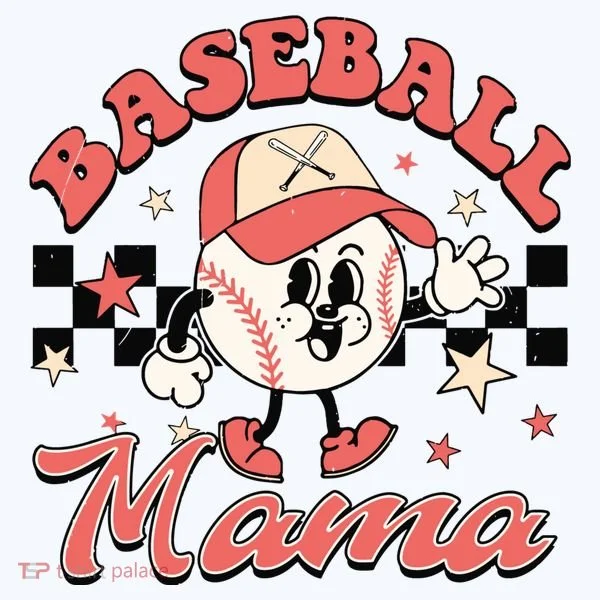 Retro Baseball Mama Hat Checkered Women's T-Shirt