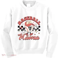 Retro Baseball Mama Hat Checkered Kids Sweatshirt thumb 0
