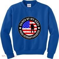 Raised By My Hero VeteranS Daughter Kids Sweatshirt thumb 0