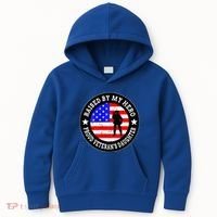 Raised By My Hero VeteranS Daughter Kids Hoodie thumb 0