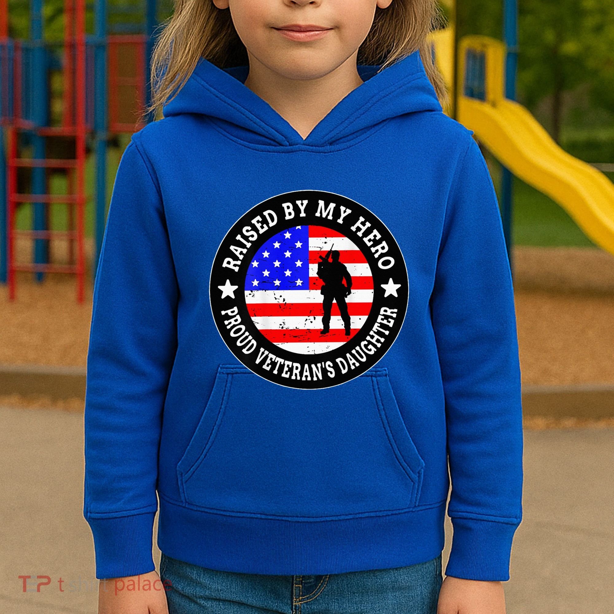 Raised By My Hero VeteranS Daughter Kids Hoodie
