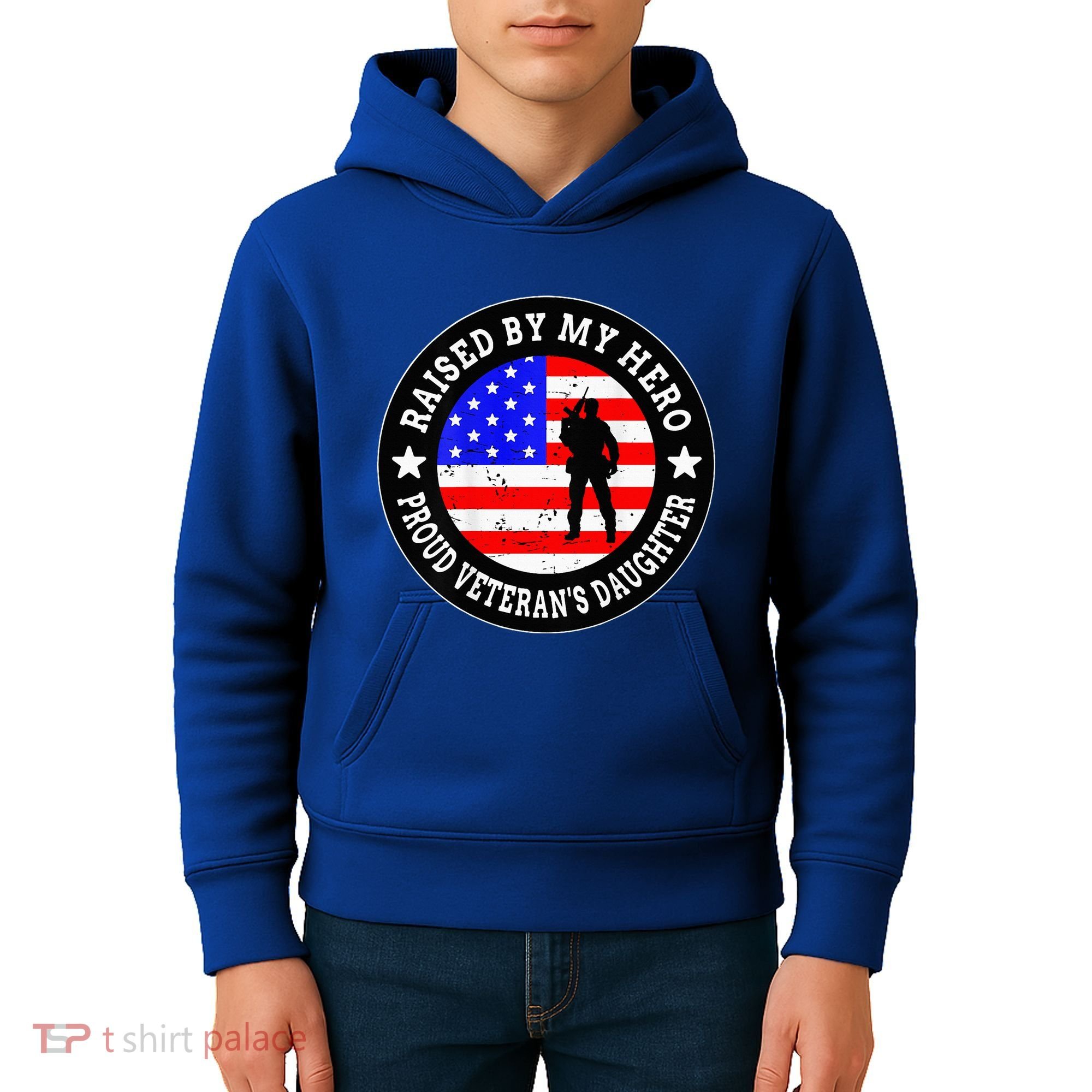Raised By My Hero VeteranS Daughter Kids Hoodie