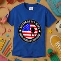 Raised By My Hero VeteranS Daughter Kids T-Shirt thumb 3